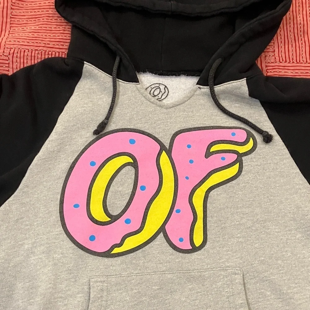 Odd Future large fitted Black and Gray Hoodie with Colorful donut Logo - Picture 2 of 11